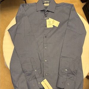 Lucky Brand Men's Blue Micro-Pattern Dress Shirt